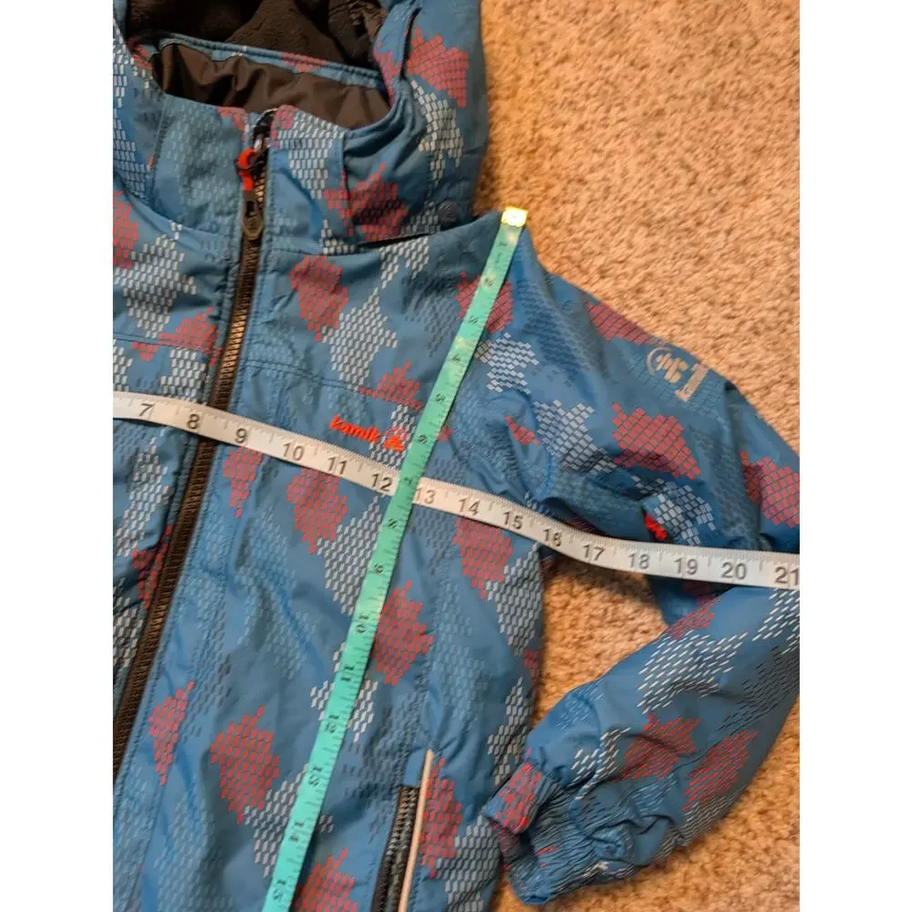 Kamik Boys Blue Geometric Hooded Ski Jacket Heavyweight Winter Coat Size 6